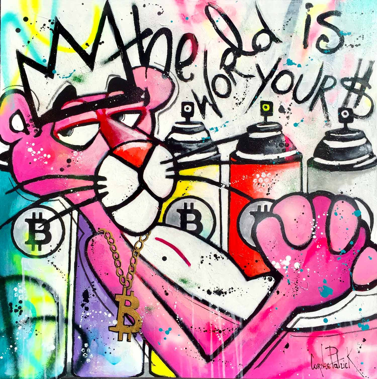 Pnk Panther Pop Art Fineart on Canvas Kunst 