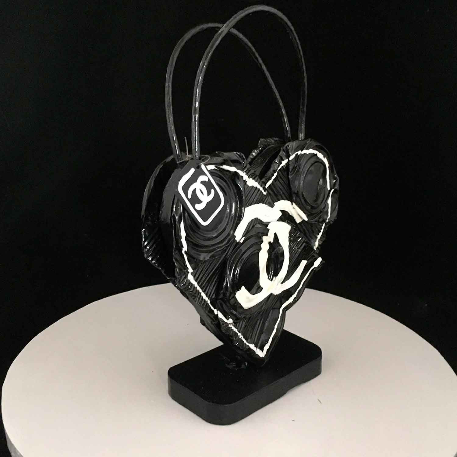 Contemporary Art - Mixed media - Crushed heart shape Chanel bag - Norman  Gekko