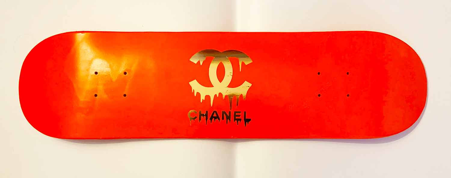 Contemporary Art - Mixed on wood - Skate Chanel - Rose